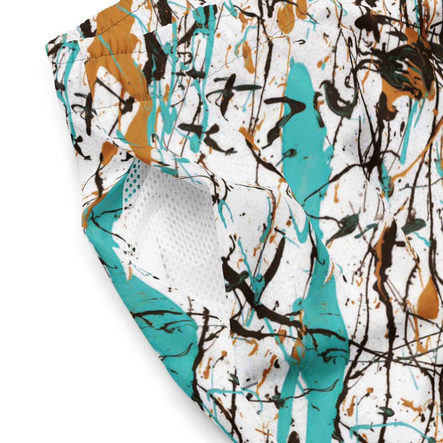 Memories White Quick Drying Anti-Chafe Men's Swim Trunks Mesh Pocket