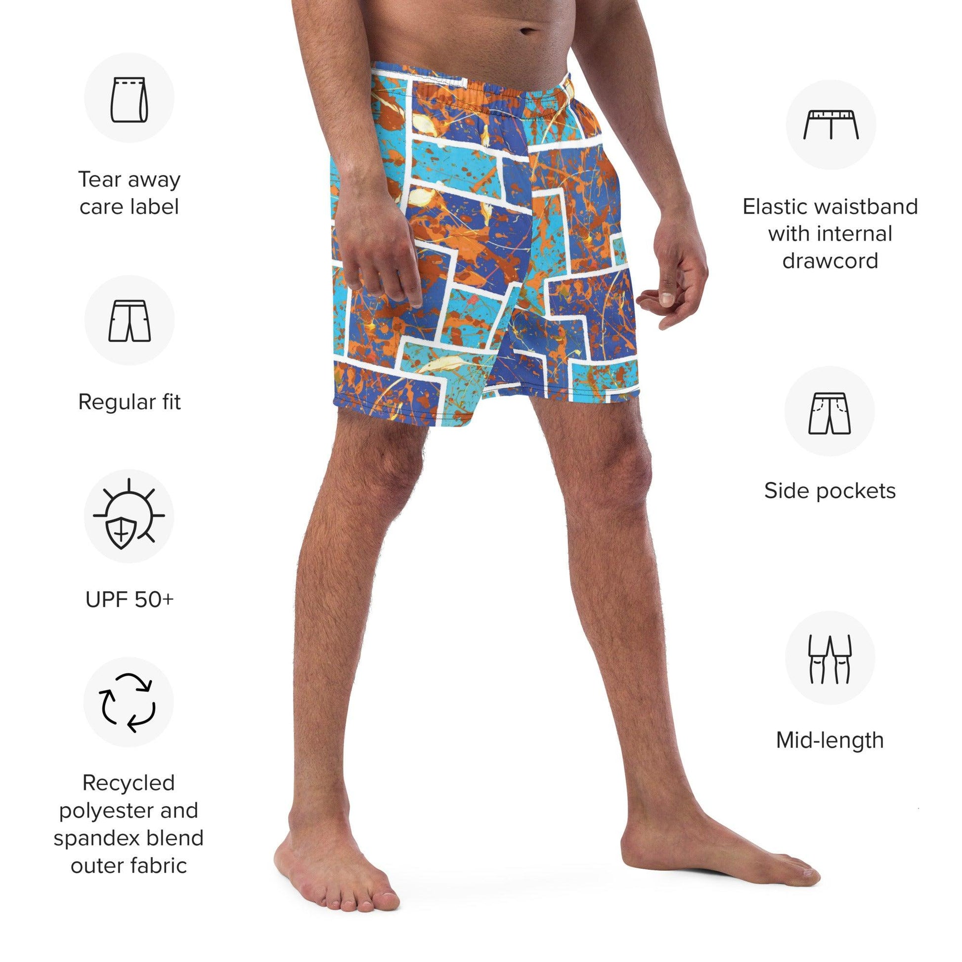Working The System Blue Quick Drying Anti-Chafe Men's Swim Trunks Info