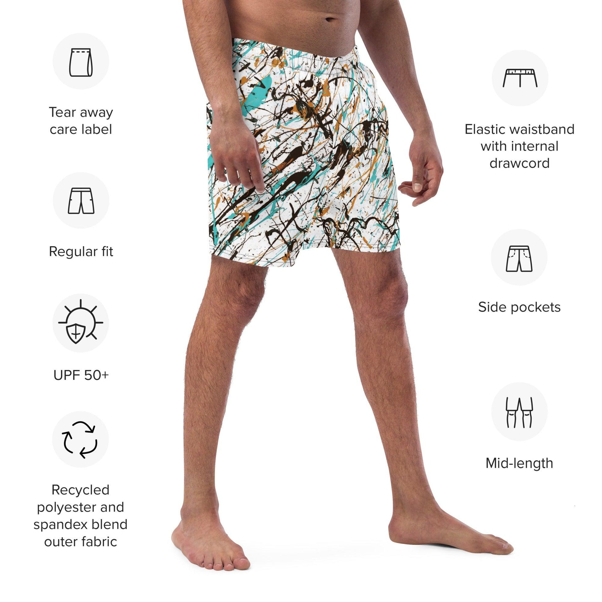 Memories White Quick Drying Anti-Chafe Men's Swim Trunks Info