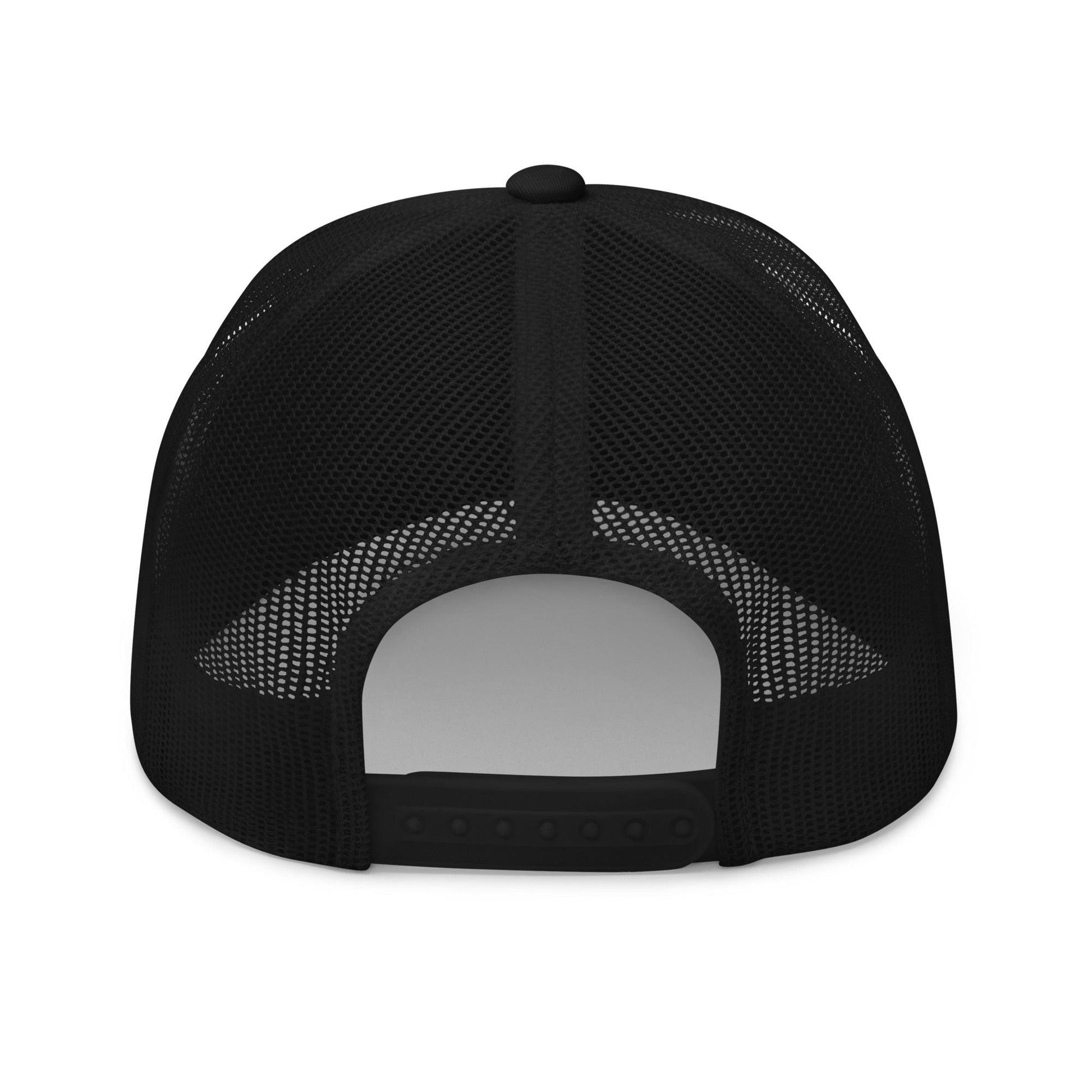 Black Trucker hat with BAS Swimwear logo back